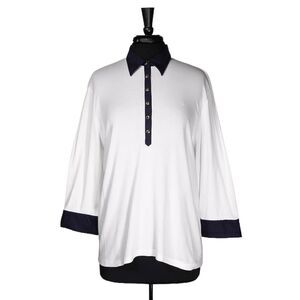 Ralph Lauren White and Navy Blouse
